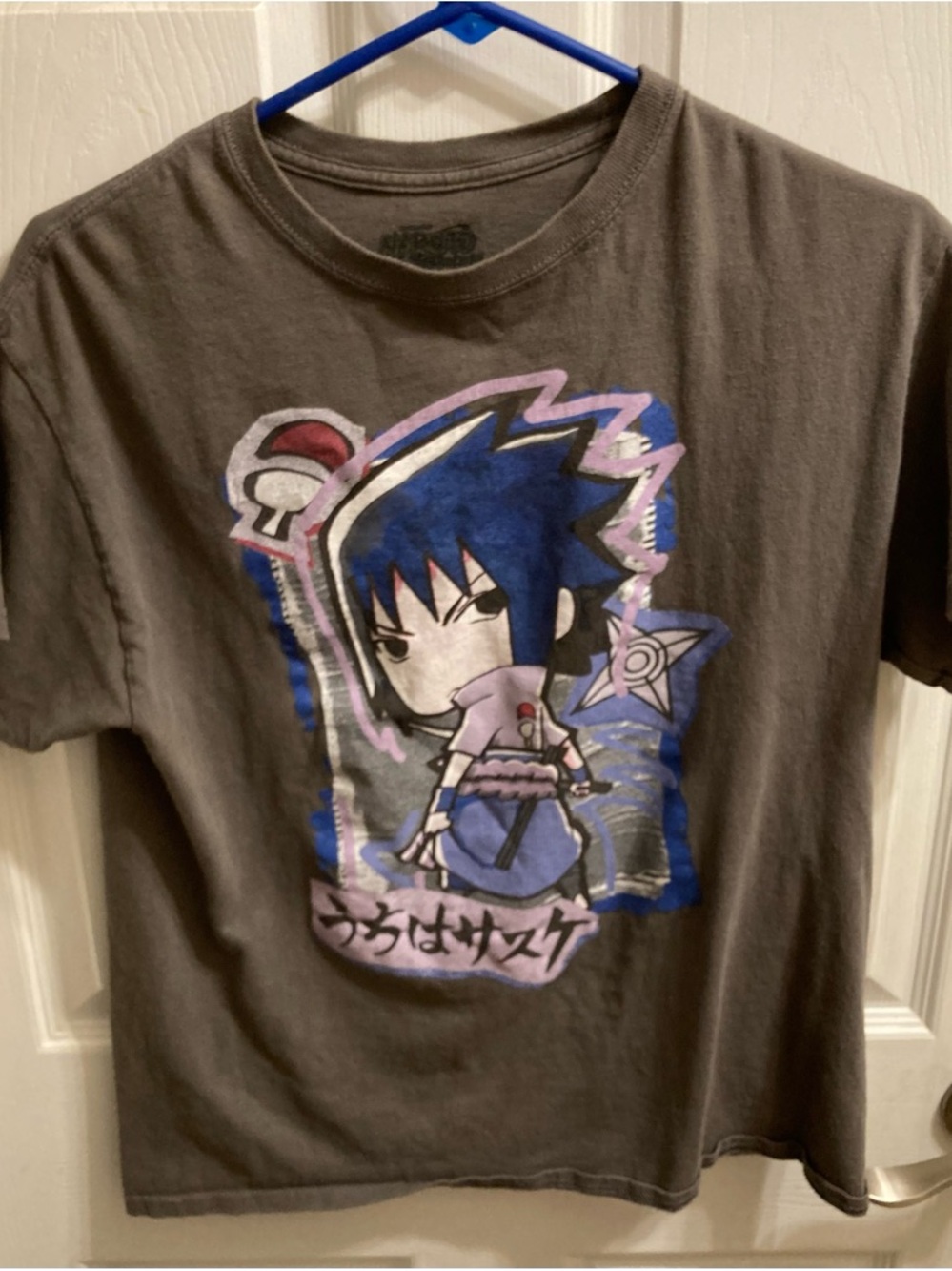 Naruto Sasuke Uchiha Anime Graphic T-Shirt Youth Gray Manga Ninja Tee medium - Picture 2 of 9